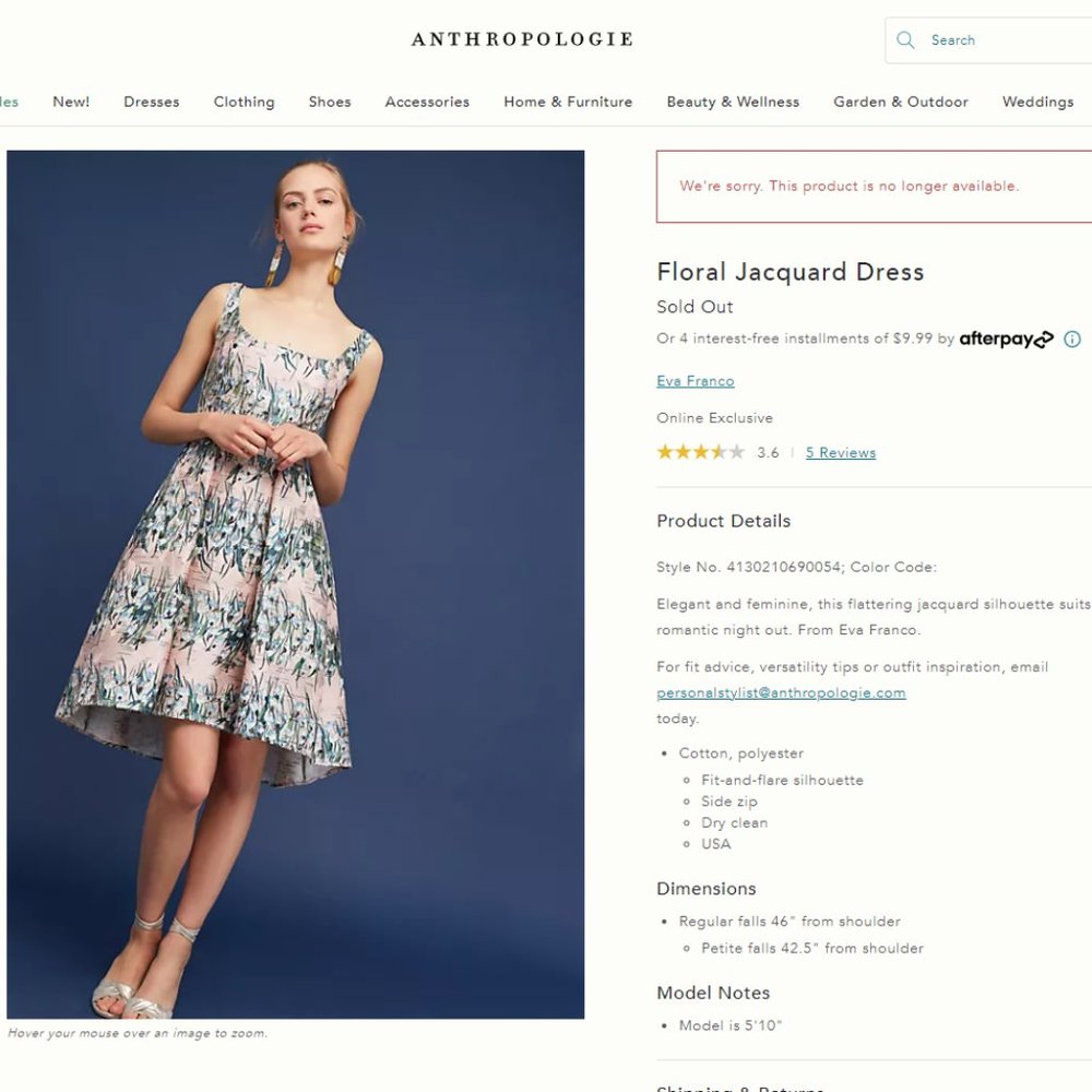 Eva Franco Anthropologie Floral Jacquard Dress - Picture 2 of 8